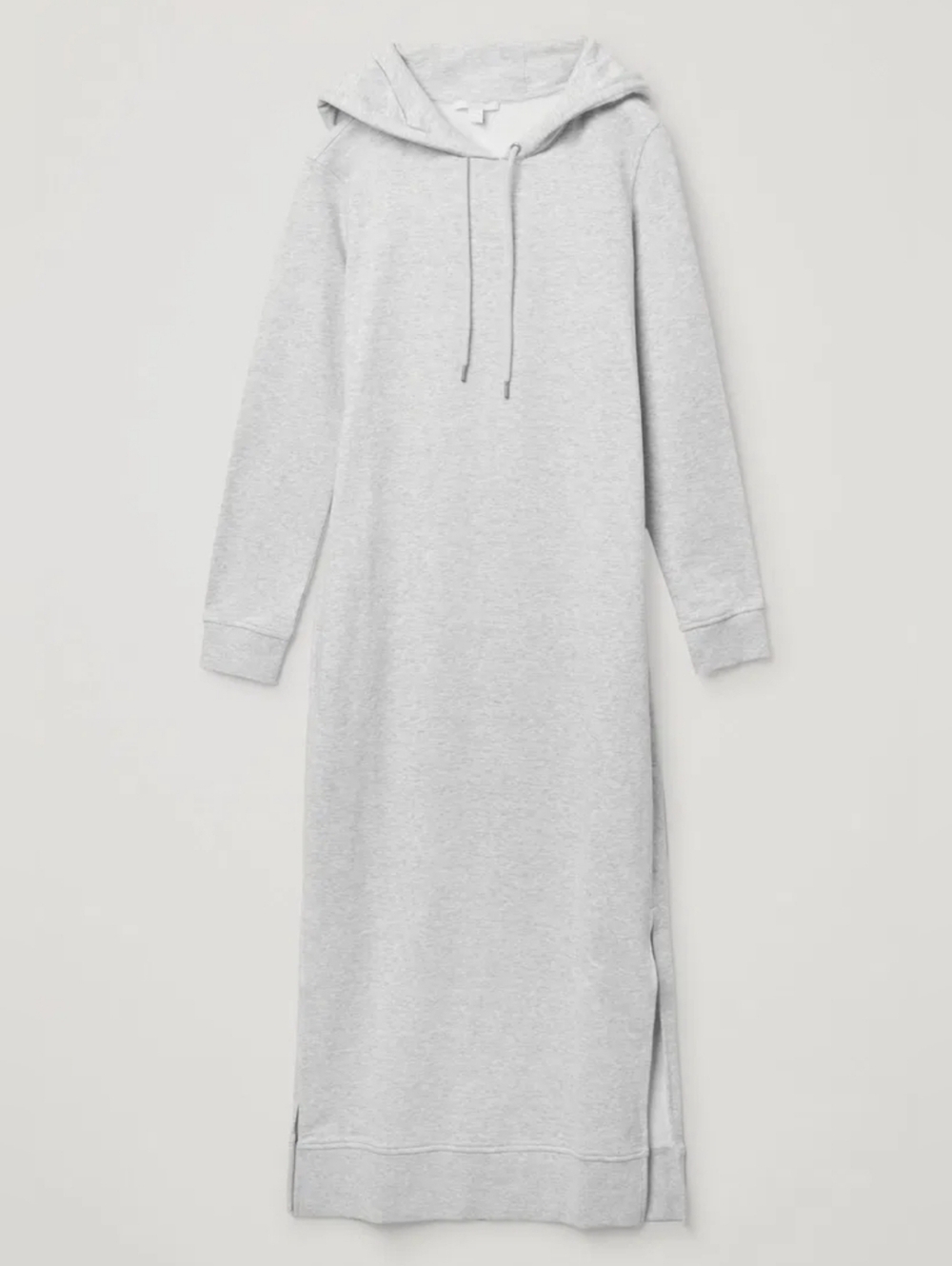 COS Organic Cotton Hooded Sweatshirt Light Grey Dress Split Seam Large Casual